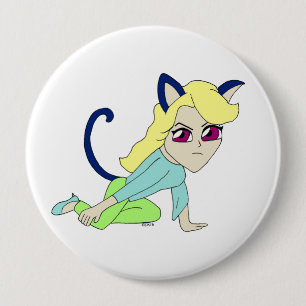 chibi catgirl  10 cm round badge