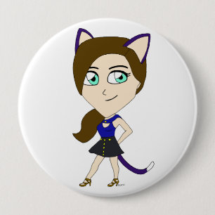 chibi catgirl  10 cm round badge