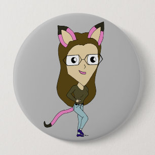 chibi catgirl 10 cm round badge