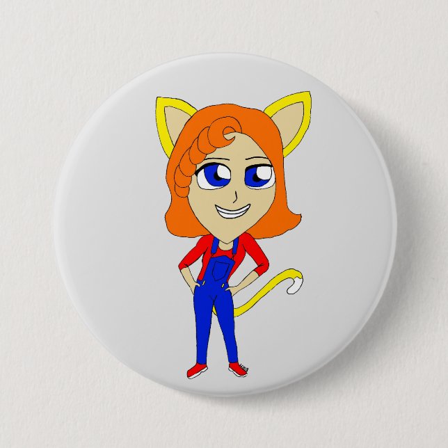 chibi catgirl  7.5 cm round badge (Front)