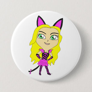 chibi catgirl  7.5 cm round badge