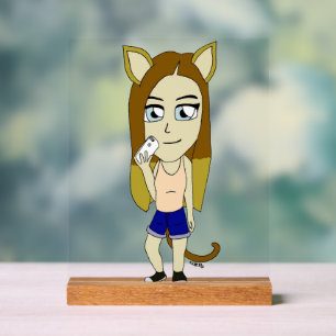 Chibi Catgirl Acrylic Sign