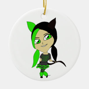 chibi catgirl ceramic tree decoration