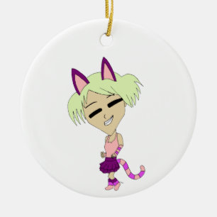 chibi catgirl   ceramic tree decoration