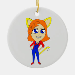 chibi catgirl     ceramic tree decoration