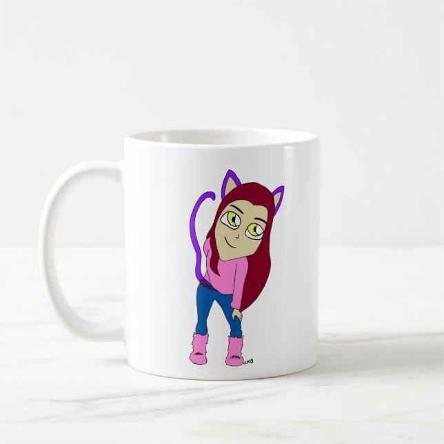 chibi catgirl     coffee mug (Left)