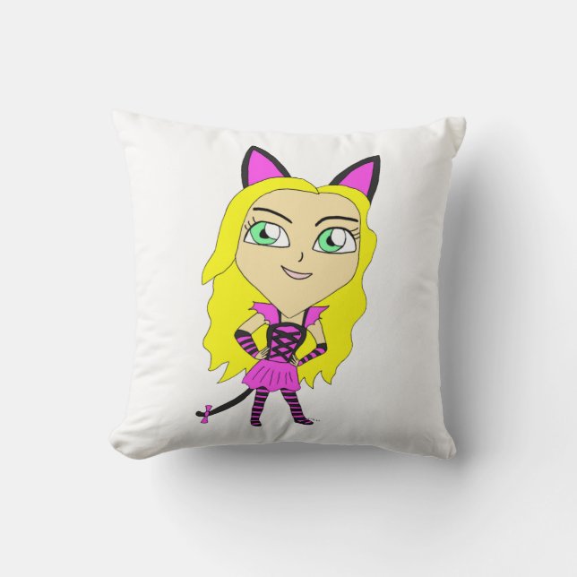 chibi catgirl  cushion (Front)