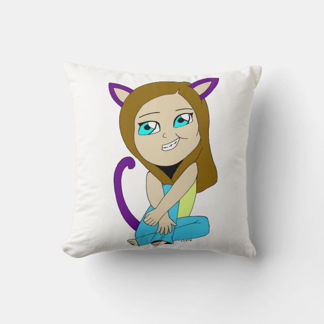 chibi catgirl  cushion (Front)