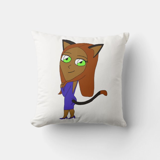 chibi catgirl  cushion (Front)