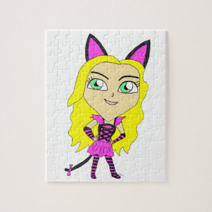chibi catgirl  jigsaw puzzle