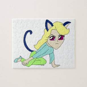 chibi catgirl  jigsaw puzzle
