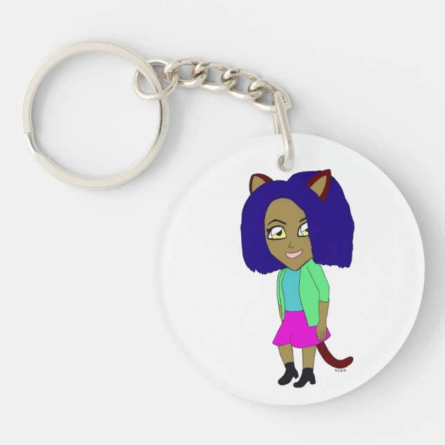 chibi catgirl  key ring (Front)
