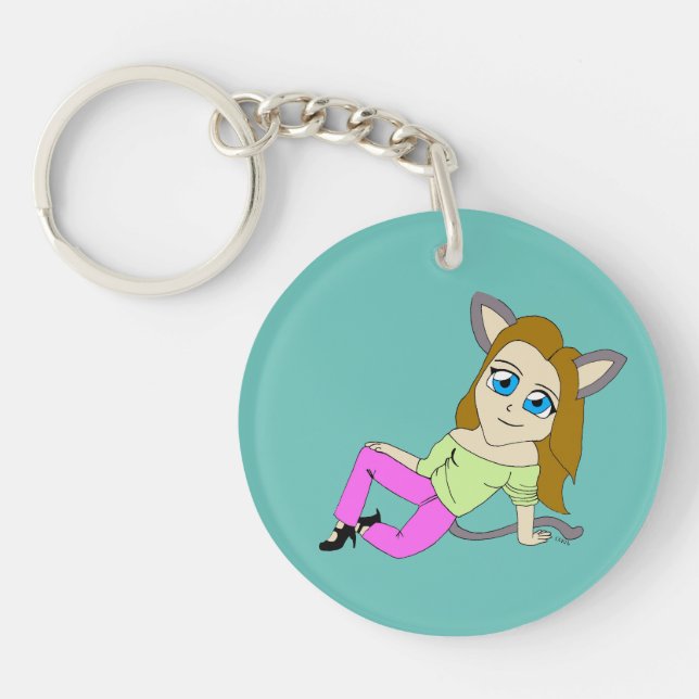 chibi catgirl   key ring (Front)