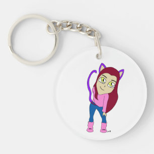 chibi catgirl   key ring