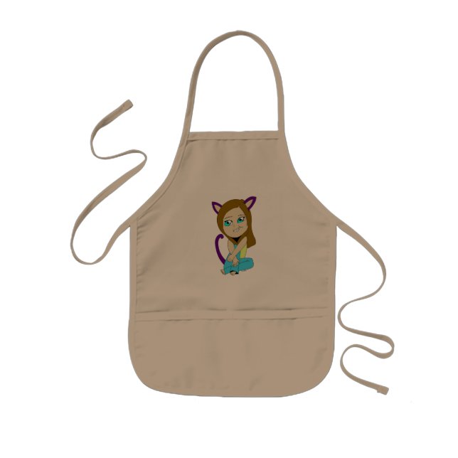 chibi catgirl    kids apron (Front)
