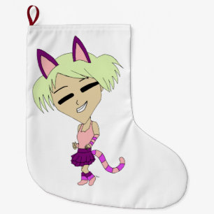 chibi catgirl large christmas stocking