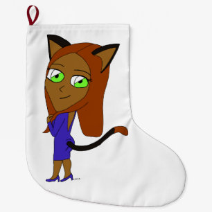 chibi catgirl large christmas stocking