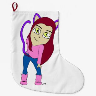 chibi catgirl large christmas stocking