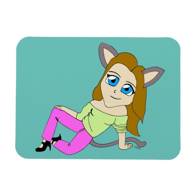 chibi catgirl    magnet (Horizontal)