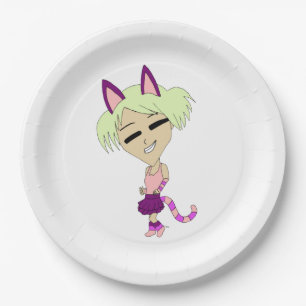 chibi catgirl paper plate