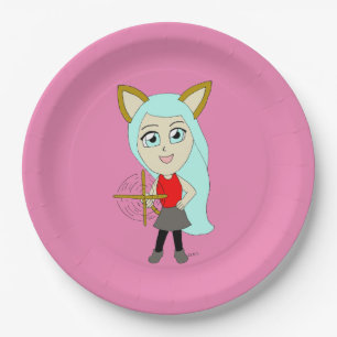 chibi catgirl  paper plate
