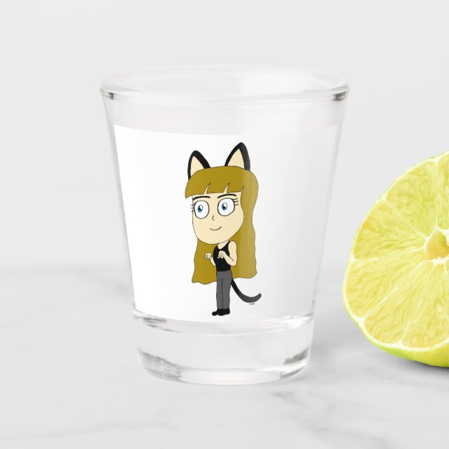 chibi catgirl     shot glass (Front)