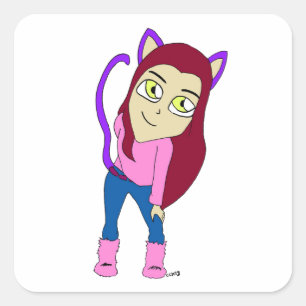 chibi catgirl    square sticker