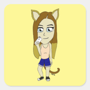 Chibi Catgirl Square Sticker