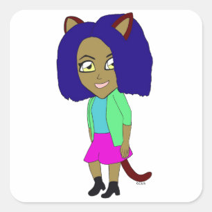 chibi catgirl  square sticker