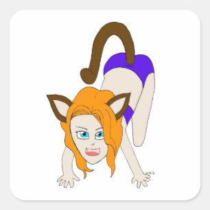 chibi catgirl     square sticker