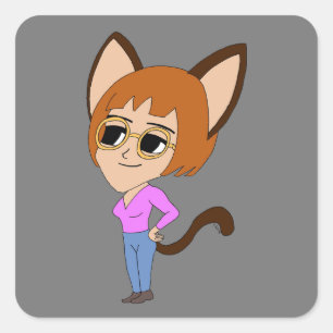 chibi catgirl  square sticker