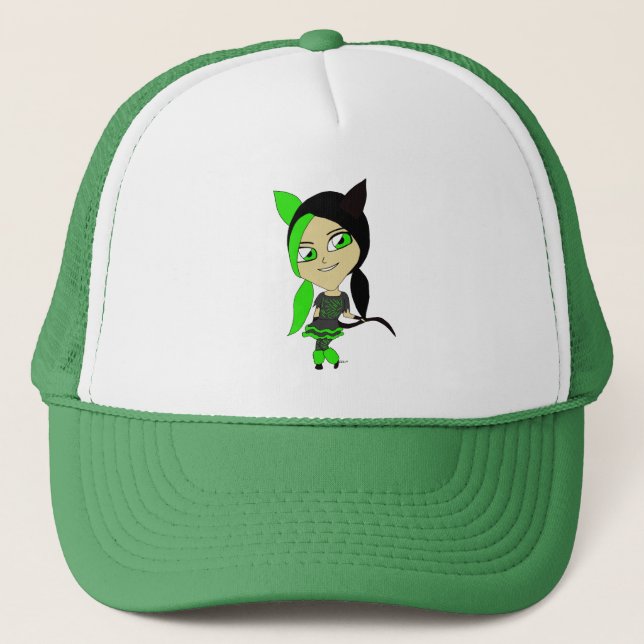 chibi catgirl  trucker hat (Front)