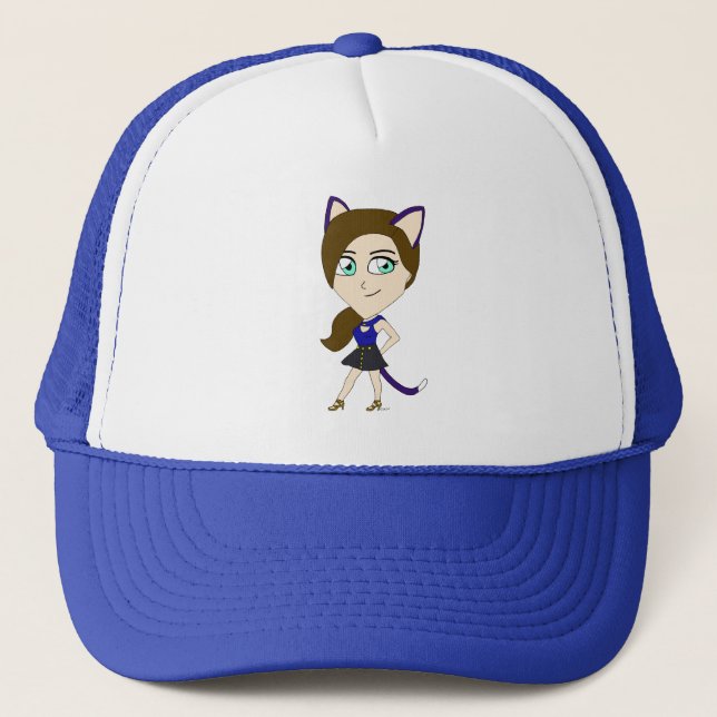 chibi catgirl  trucker hat (Front)