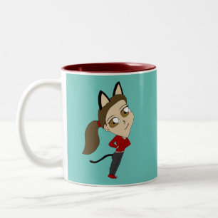 chibi catgirl Two-Tone coffee mug