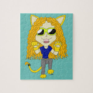 Chibi Catgirl with paws Jigsaw Puzzle