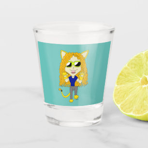 Chibi Catgirl with paws Shot Glass