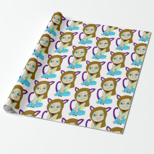 chibi catgirl wrapping paper