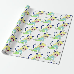 chibi catgirl wrapping paper