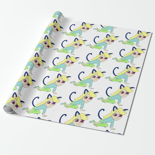 chibi catgirl  wrapping paper (Unrolled)