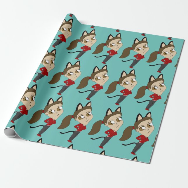 chibi catgirl  wrapping paper (Unrolled)