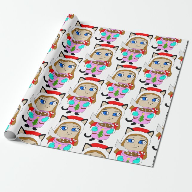 chibi catgirl  wrapping paper (Unrolled)