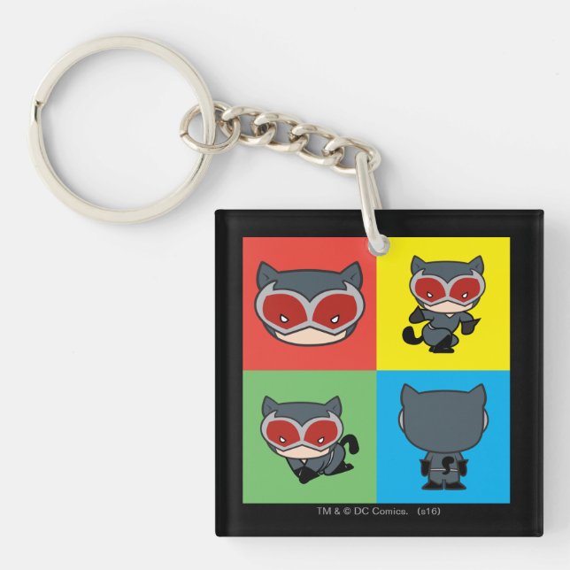 Chibi Catwoman Character Poses Key Ring (Front)