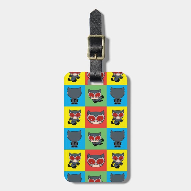 Chibi Catwoman Character Poses Luggage Tag (Front Vertical)