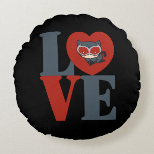 Chibi Catwoman LOVE Round Cushion