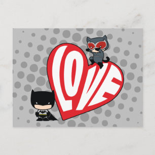 Chibi Catwoman Pounce on Batman Postcard