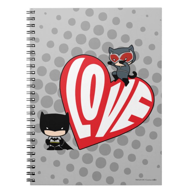 Chibi Catwoman Pounce on Batman Spiral Notebook (Front)