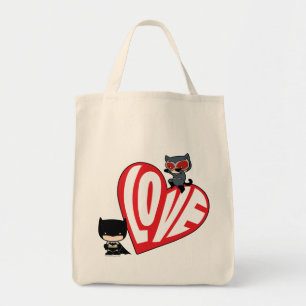 Chibi Catwoman Pounce on Batman Tote Bag