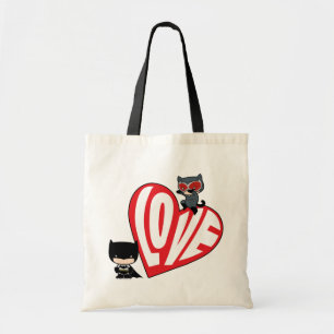 Chibi Catwoman Pounce on Batman Tote Bag