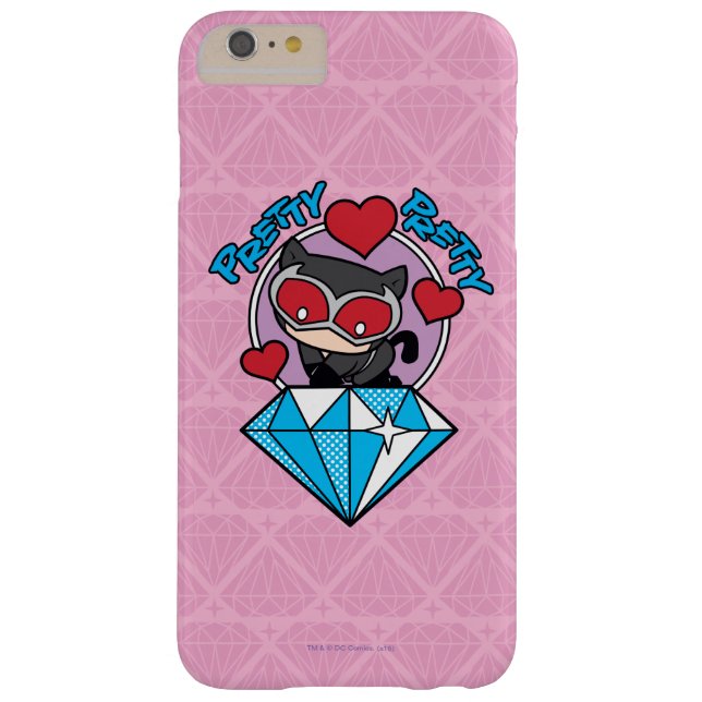 Chibi Catwoman Sitting Atop Large Diamond Case-Mate iPhone Case (Back)