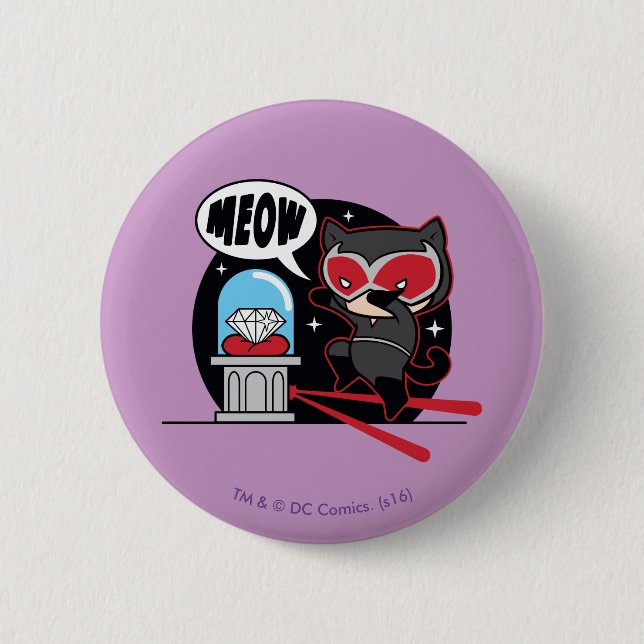 Chibi Catwoman Stealing A Diamond 6 Cm Round Badge (Front)